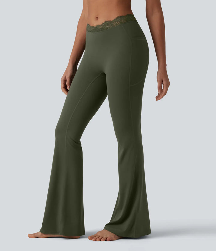 Flex Fala — Flare Legginsy | Oliwkowy