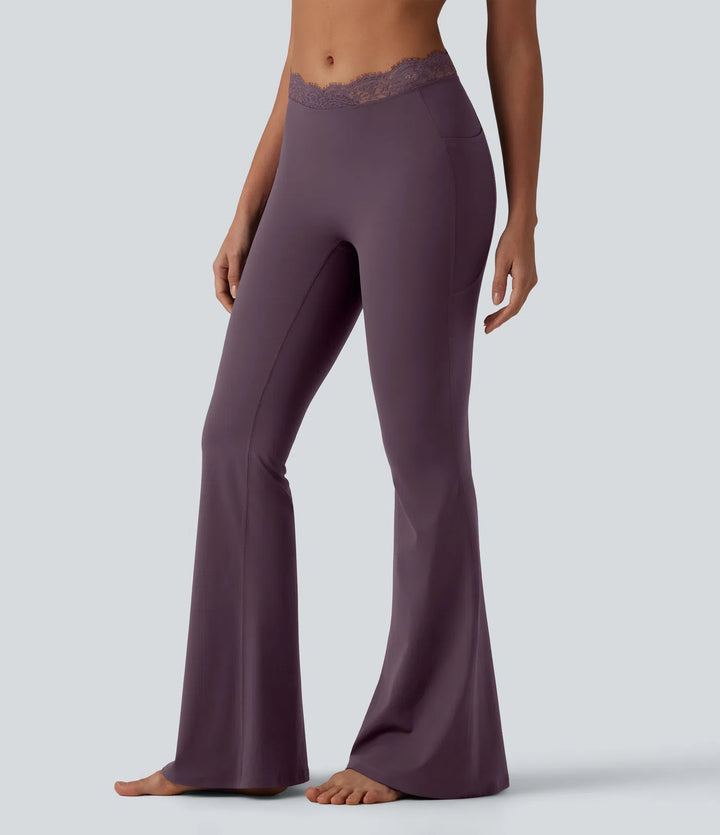 Flex Fala — Flare Legginsy | Śliwkowy