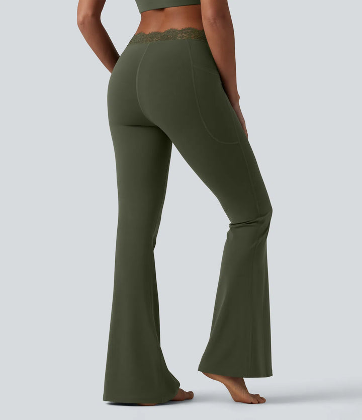 Flex Fala — Flare Legginsy | Oliwkowy