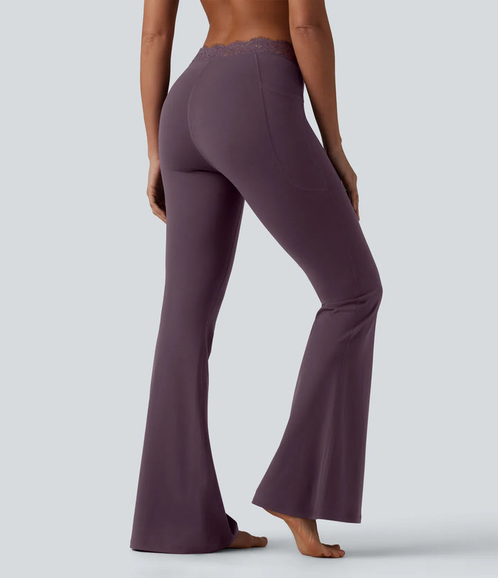 Flex Fala — Flare Legginsy | Śliwkowy