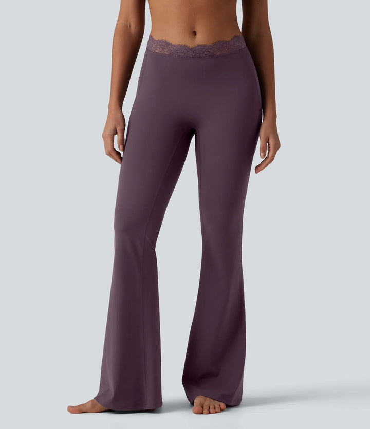 Flex Fala — Flare Legginsy | Śliwkowy