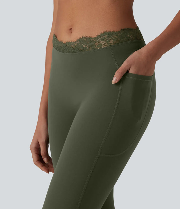 Flex Fala — Flare Legginsy | Oliwkowy