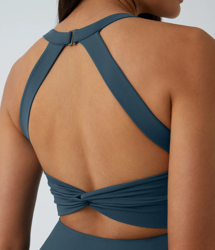 Flex Tango — Sukienka Aktywna z Krzyżowanymi Plecami | Majolika Niebieska