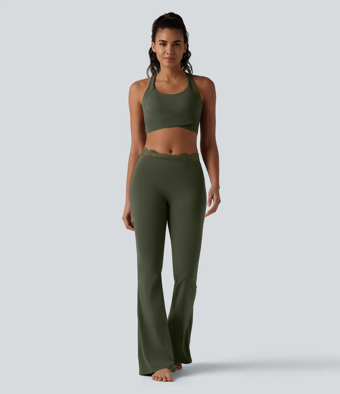Flex Fala — Flare Legginsy | Oliwkowy