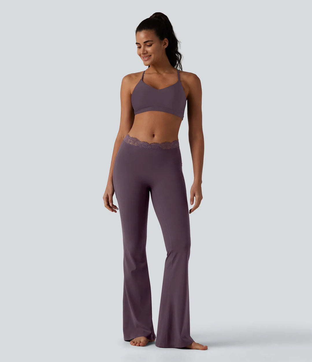 Flex Fala — Flare Legginsy | Śliwkowy